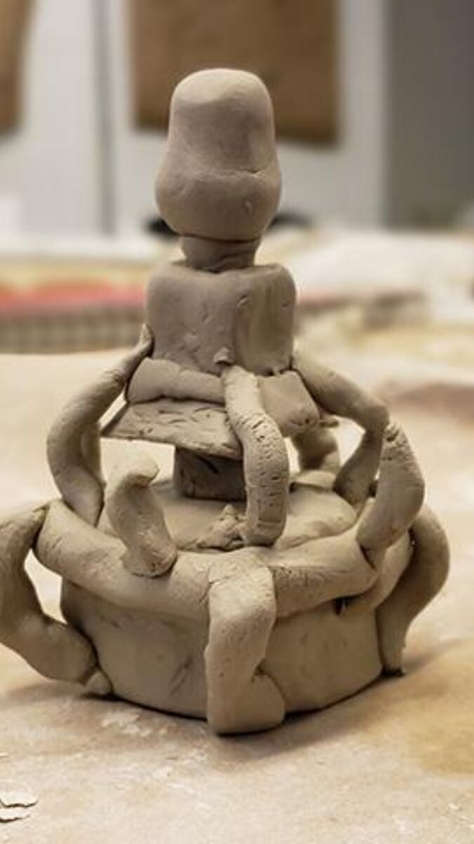 A clay sculpture. 