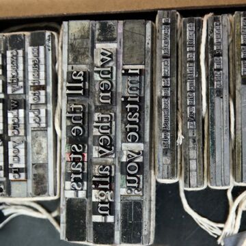 Blocks with text from the Letterpress Studio.