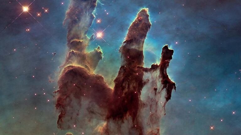 The Hubble gave us images like the Pillars of Creation, which depicts vast, star-generating columns interstellar gas some 6,500–7,000 light years from Earth.  Visual: NASA, ESA, and the Hubble Heritage Team