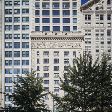 Exterior shot of the SAIC MacLean Center and Lakeview Building.