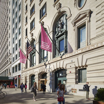 Exterior shot of the entrance to the SAIC MacLean Center.