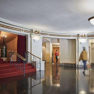 Interior shot of the SAIC MacLean Center lobby.