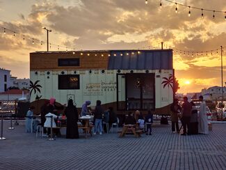 Kenaz Mobile Art Center in action at sunset.