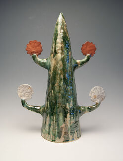 Green plant-like ceramic sculpture