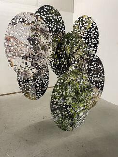 Mixed media abstract organically shaped sculpture by Tom Denlinger