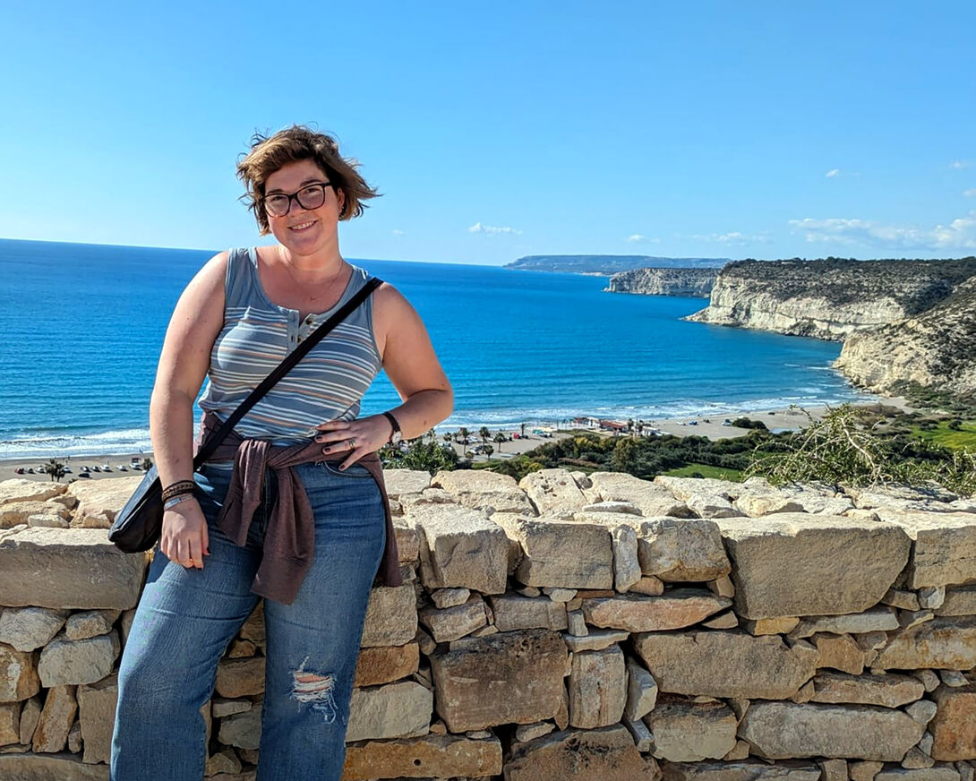 Elisabeth Heying visiting archaeological site of Kourion