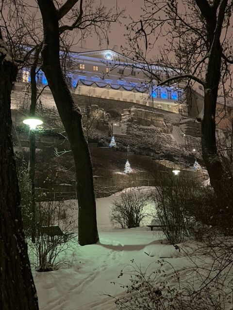 Looking upwards toward government buildings on Toompea Hill