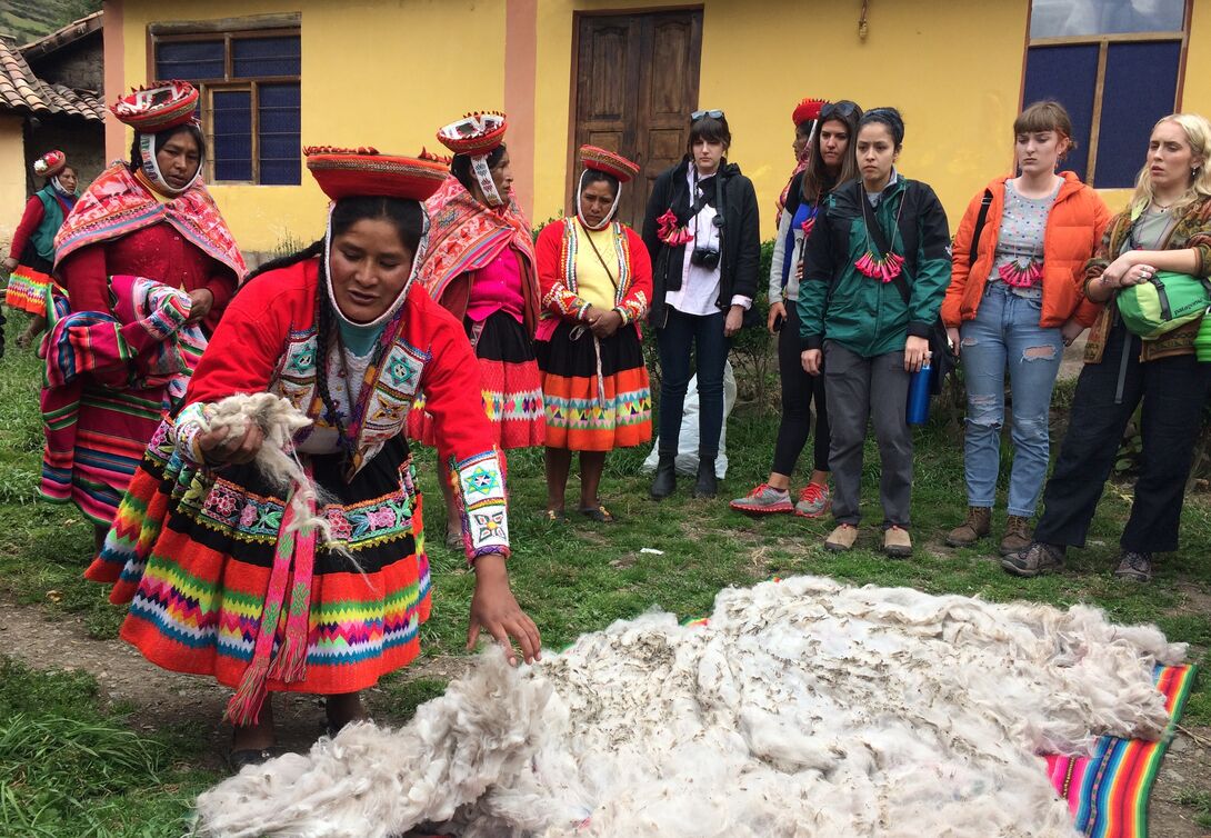 weaving demonstration in Peru