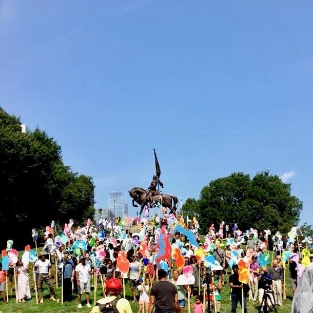 Andrew Schachman, Floating Museum, Logan Monument Reassembly, 2018