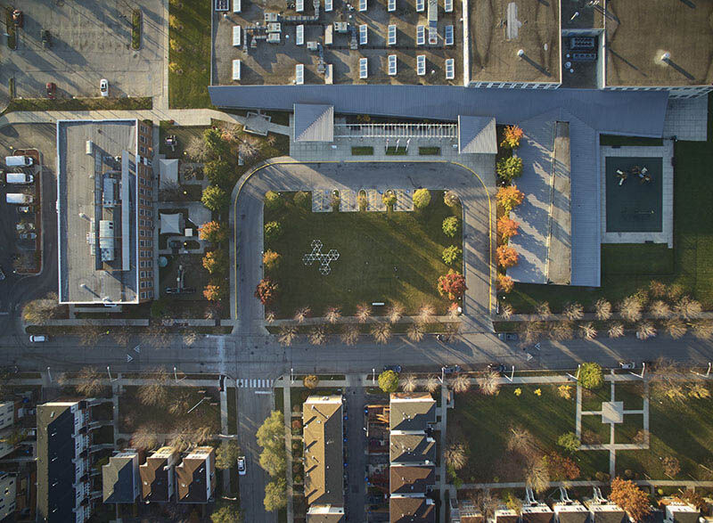 Aerial shot of Homan Square 